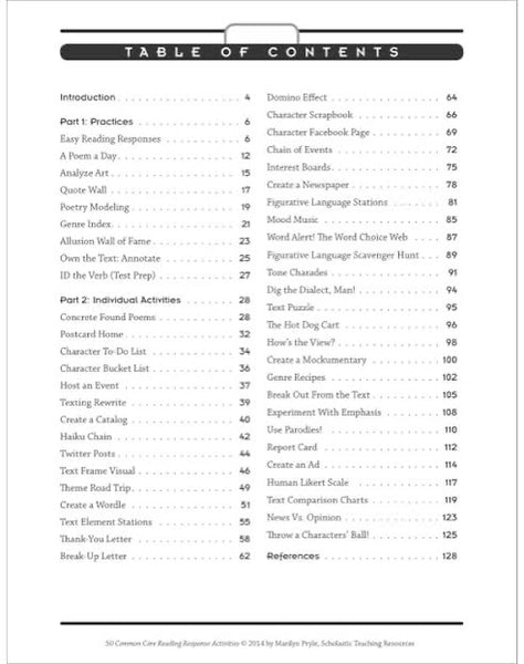 50 Common Core Reading Response Activities