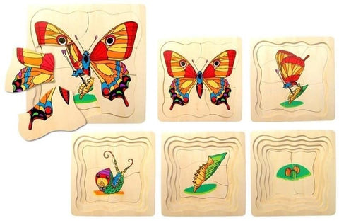 Lifecycle of a butterfly puzzle with layers