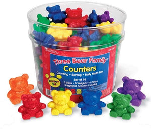 Three bear coloured counters of 96