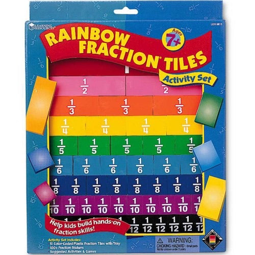 Fraction Tiles Math Activity Set Fraction Tiles Rainbow with Tray – A to Z Educational Resources